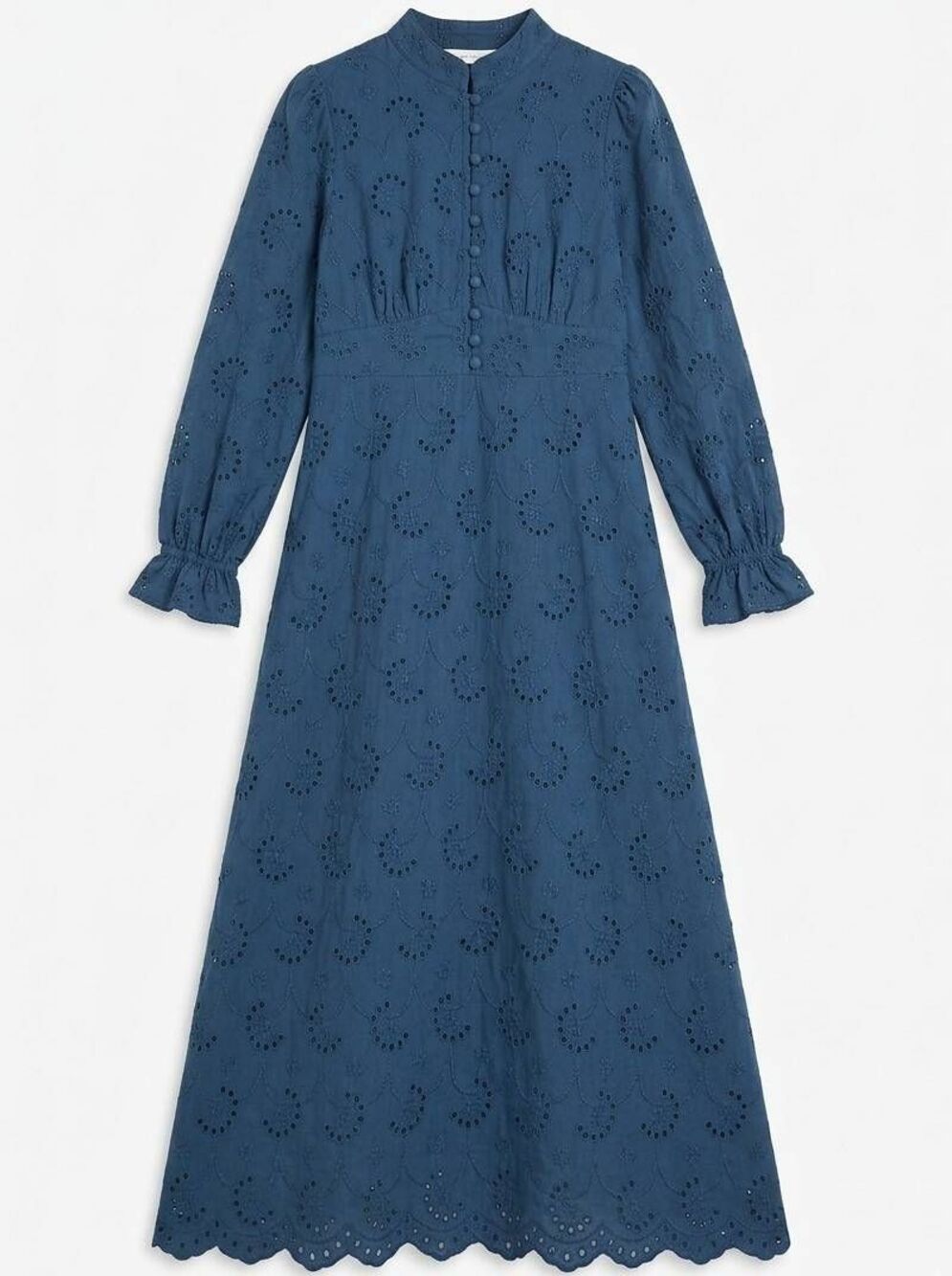 🩵NWT Blue Embroider Eyelet Lace Long Sleeve Dress Small